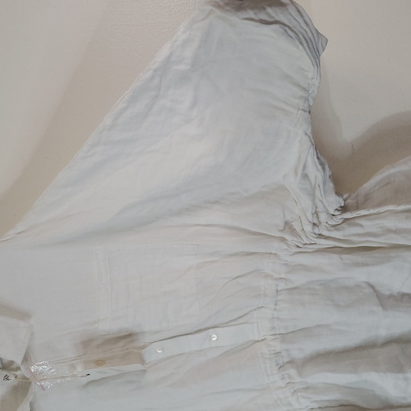 NWT Elan Oversized Cotton Tunic Top Size Small Cinched Waist White Button Down - Picture 4 of 13